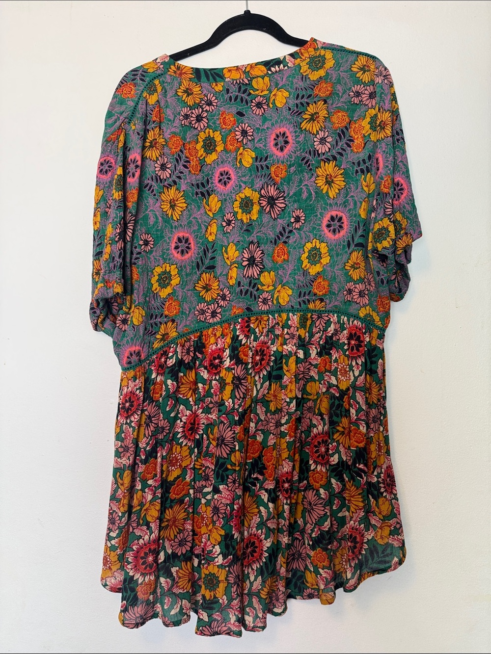 Anthropologie Multi-Color Floral Tunic with Green Base - Picture 3 of 5